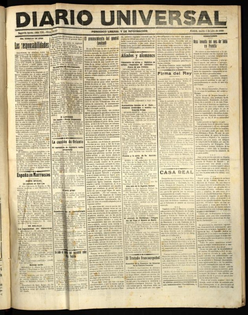 Miniatura de Diario Universal del 3 de julio de 1923