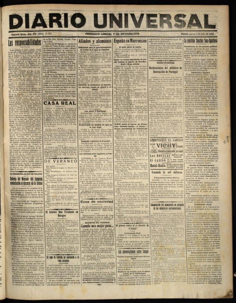 Miniatura de Diario Universal del 5 de julio de 1923