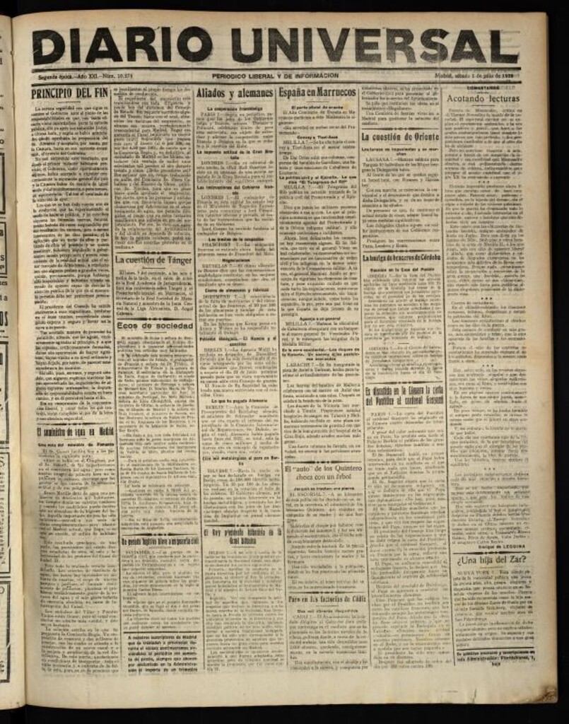 Miniatura de Diario Universal del 7 de julio de 1923