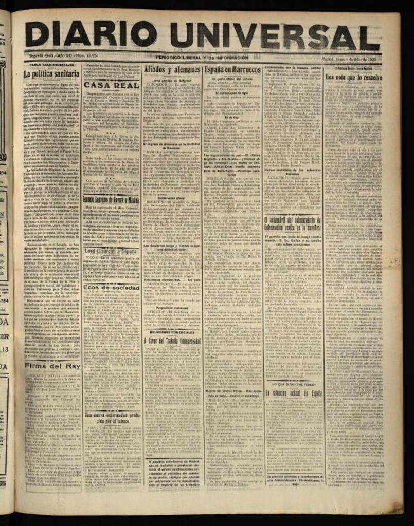 Miniatura de Diario Universal del 9 de julio de 1923