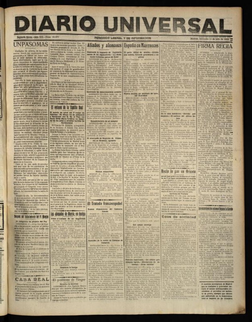 Miniatura de Diario Universal del 11 de julio de 1923