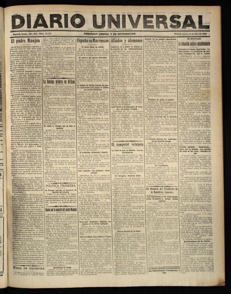 Miniatura de Diario Universal del 12 de julio de 1923