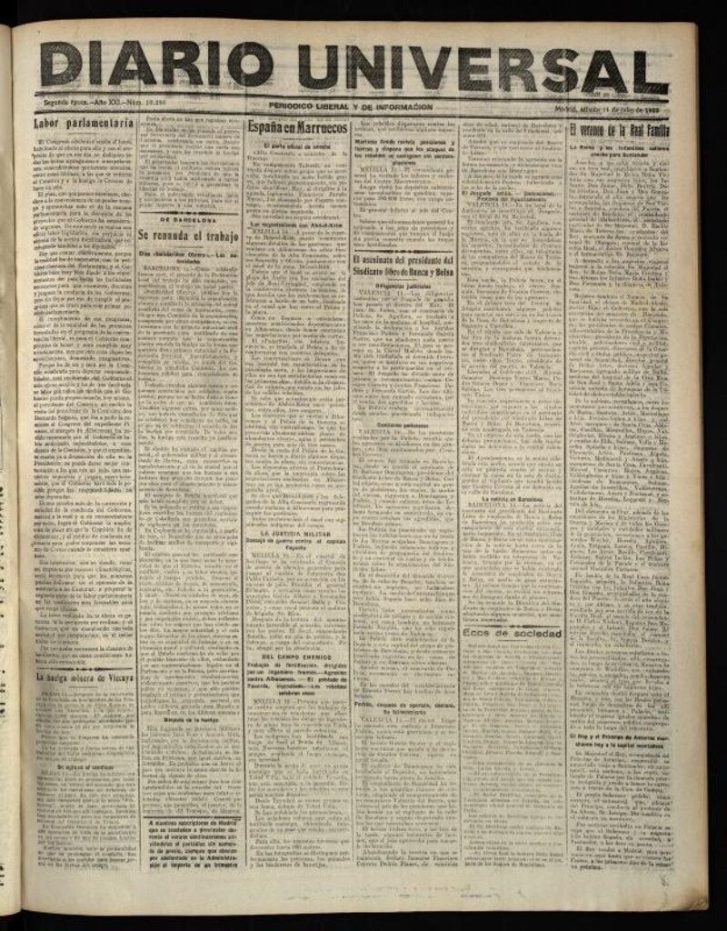 Miniatura de Diario Universal del 14 de julio de 1923