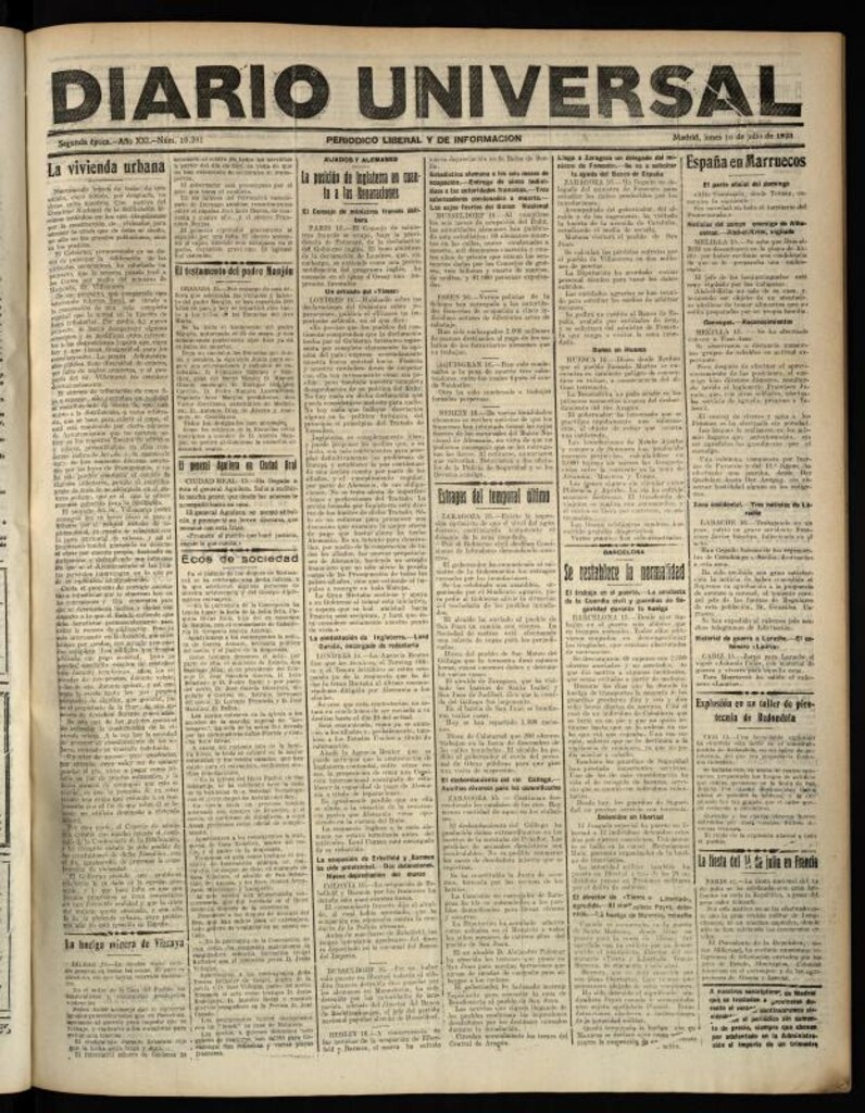Miniatura de Diario Universal del 16 de julio de 1923