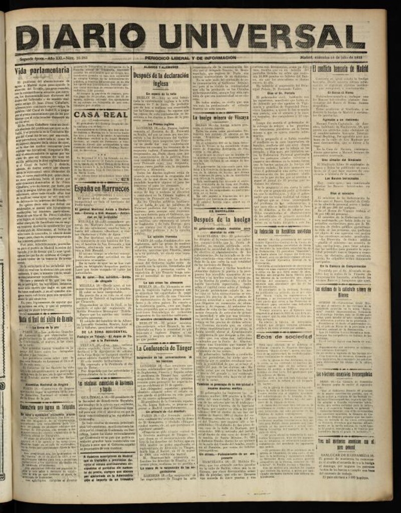 Miniatura de Diario Universal del 18 de julio de 1923