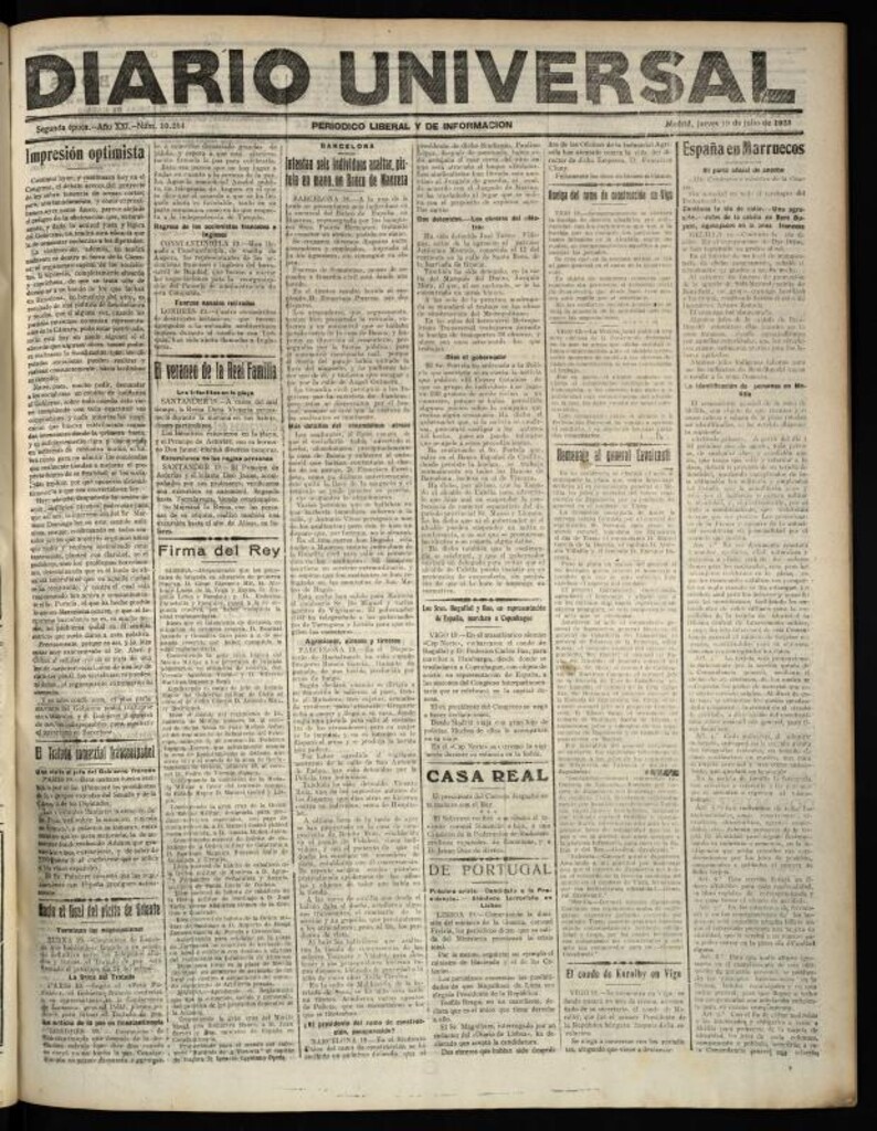 Miniatura de Diario Universal del 19 de julio de 1923