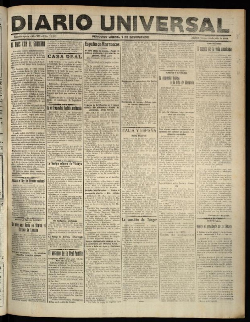 Miniatura de Diario Universal del 20 de julio de 1923