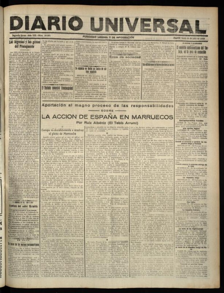 Miniatura de Diario Universal del 30 de julio de 1923