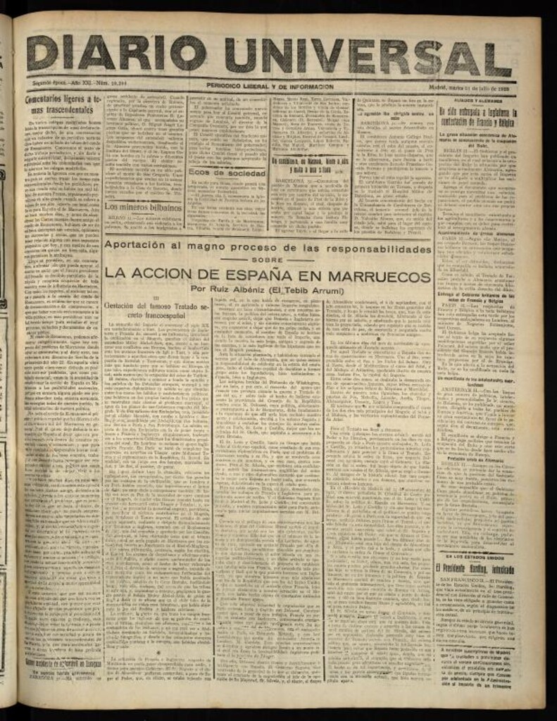 Miniatura de Diario Universal del 31 de julio de 1923