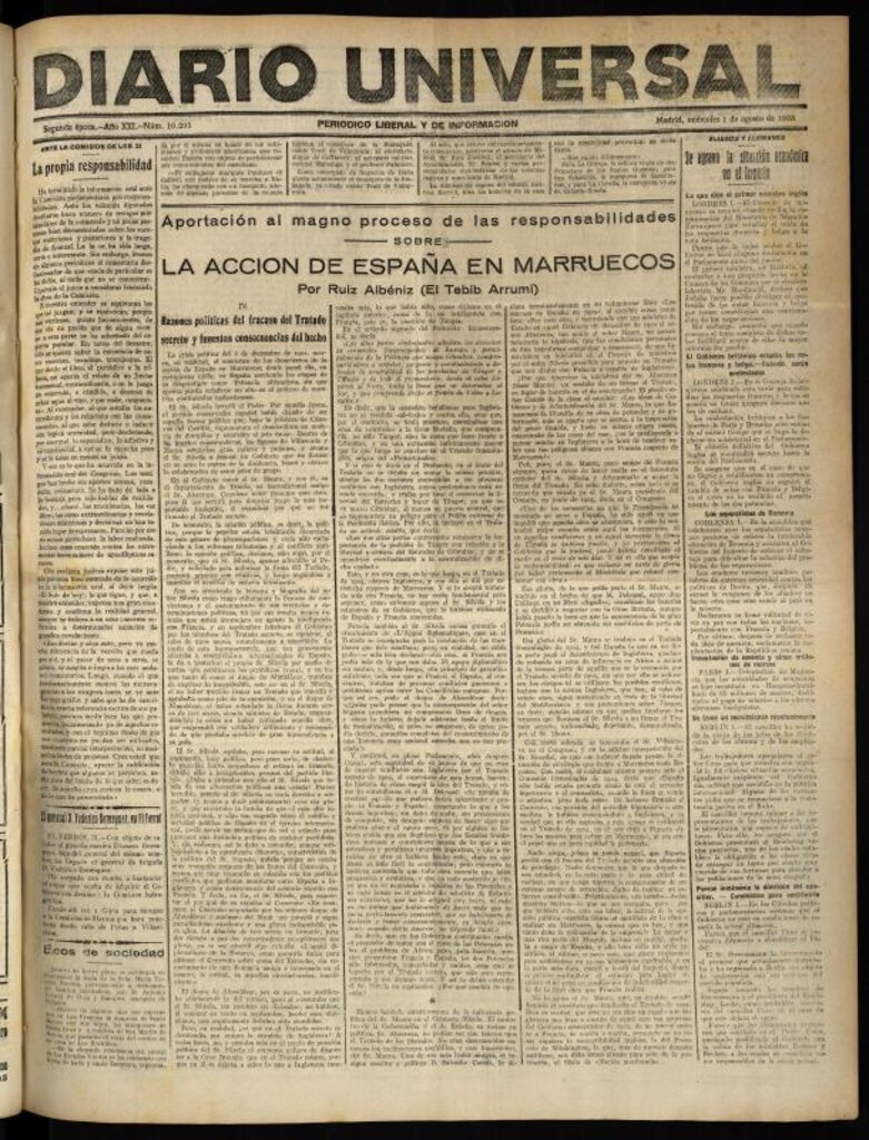 Miniatura de Diario Universal del 1 de agosto de 1923
