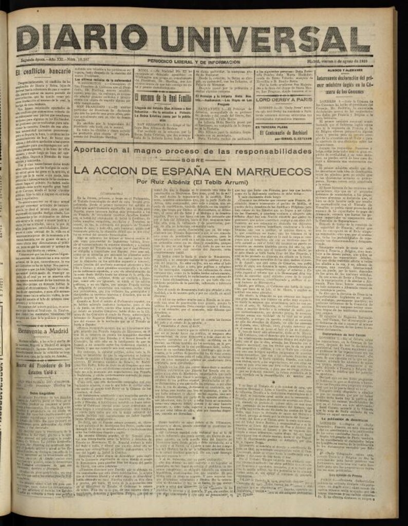 Miniatura de Diario Universal del 3 de agosto de 1923