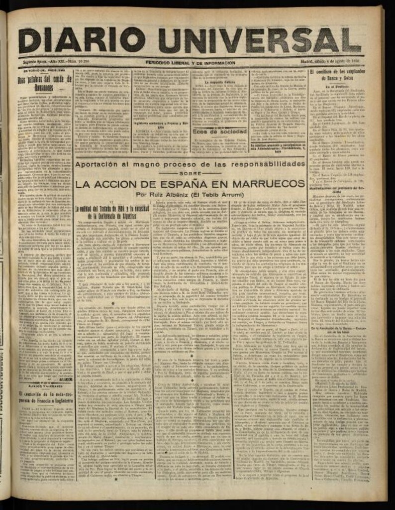 Miniatura de Diario Universal del 4 de agosto de 1923