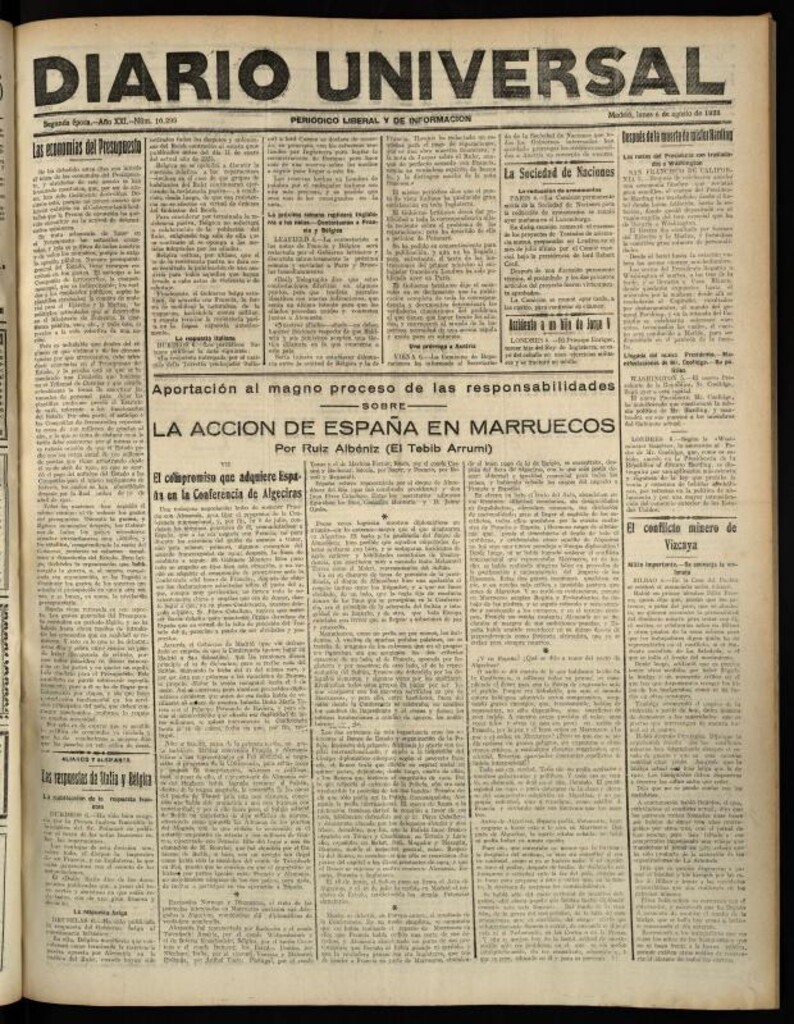 Miniatura de Diario Universal del 6 de agosto de 1923