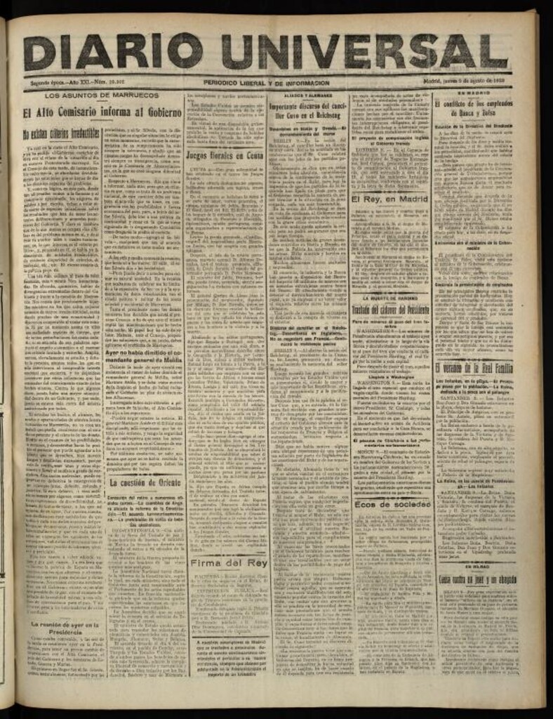 Miniatura de Diario Universal del 9 de agosto de 1923