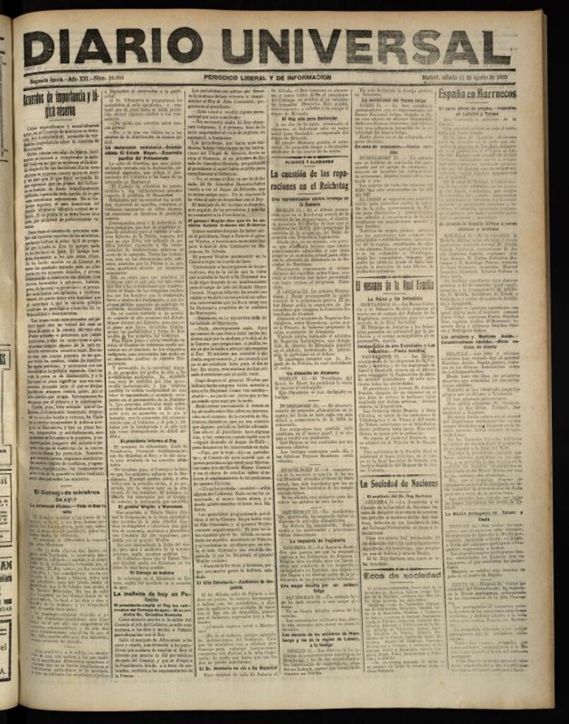 Miniatura de Diario Universal del 11 de agosto de 1923