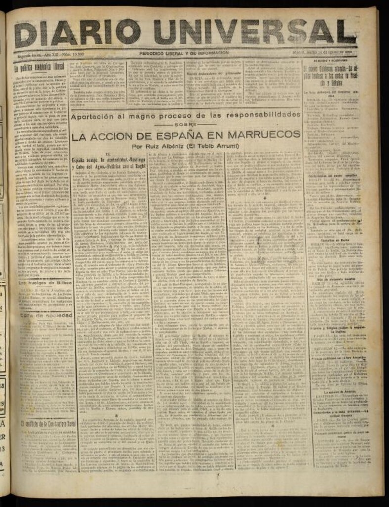 Miniatura de Diario Universal del 14 de agosto de 1923