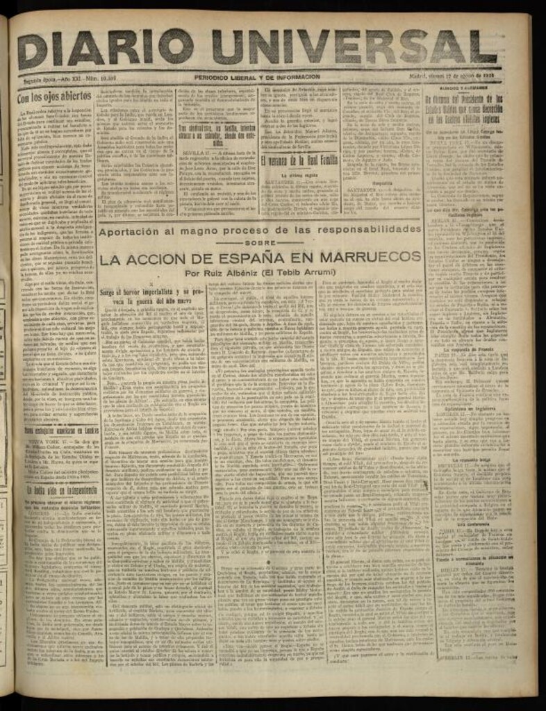 Miniatura de Diario Universal del 17 de agosto de 1923