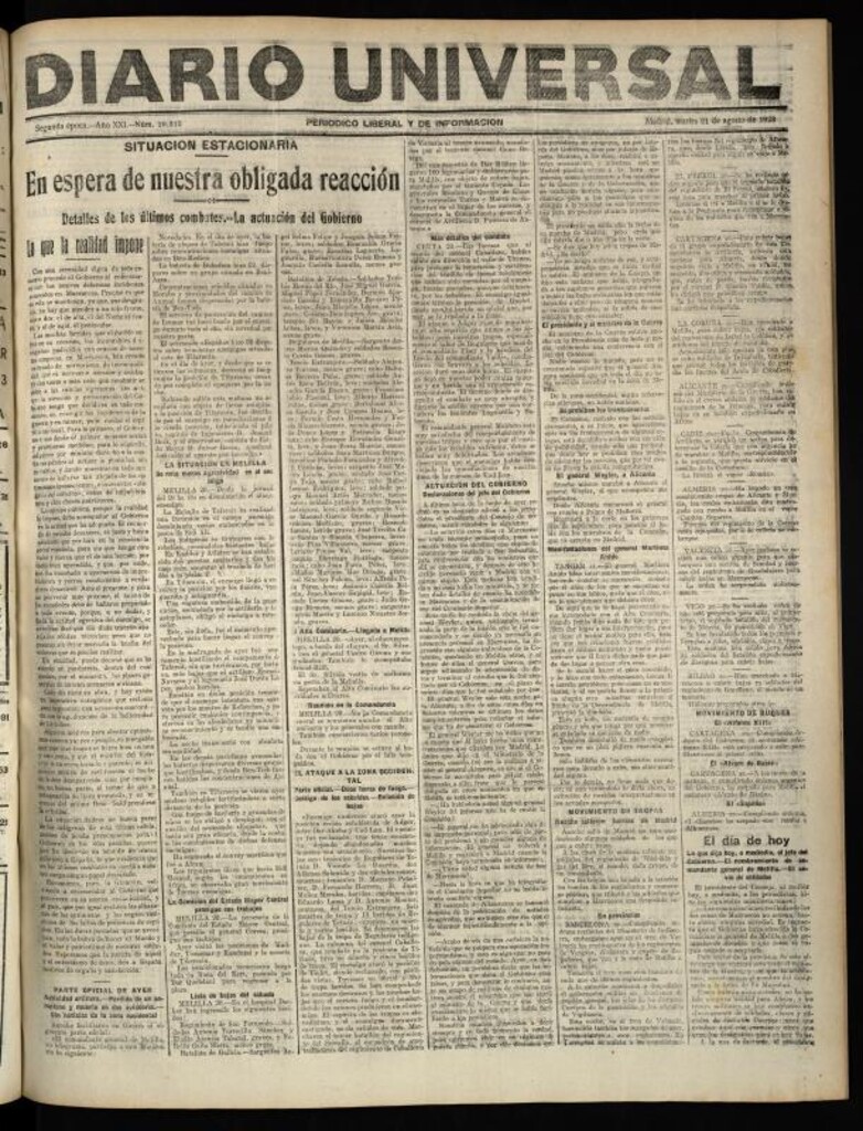 Miniatura de Diario Universal del 21 de agosto de 1923