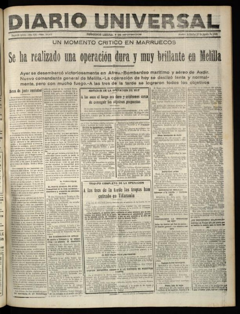 Miniatura de Diario Universal del 22 de agosto de 1923