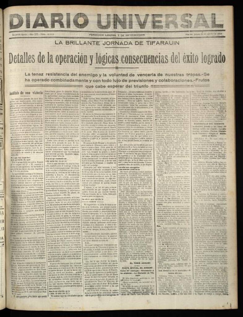 Miniatura de Diario Universal del 23 de agosto de 1923