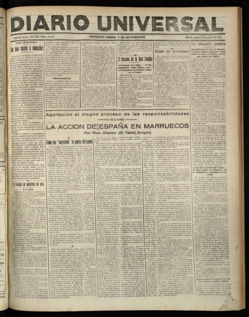 Miniatura de Diario Universal del 30 de agosto de 1923