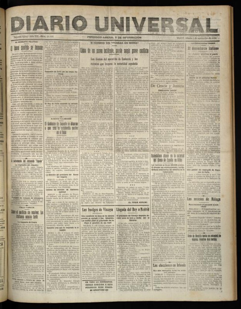Miniatura de Diario Universal del 1 de septiembre de 1923