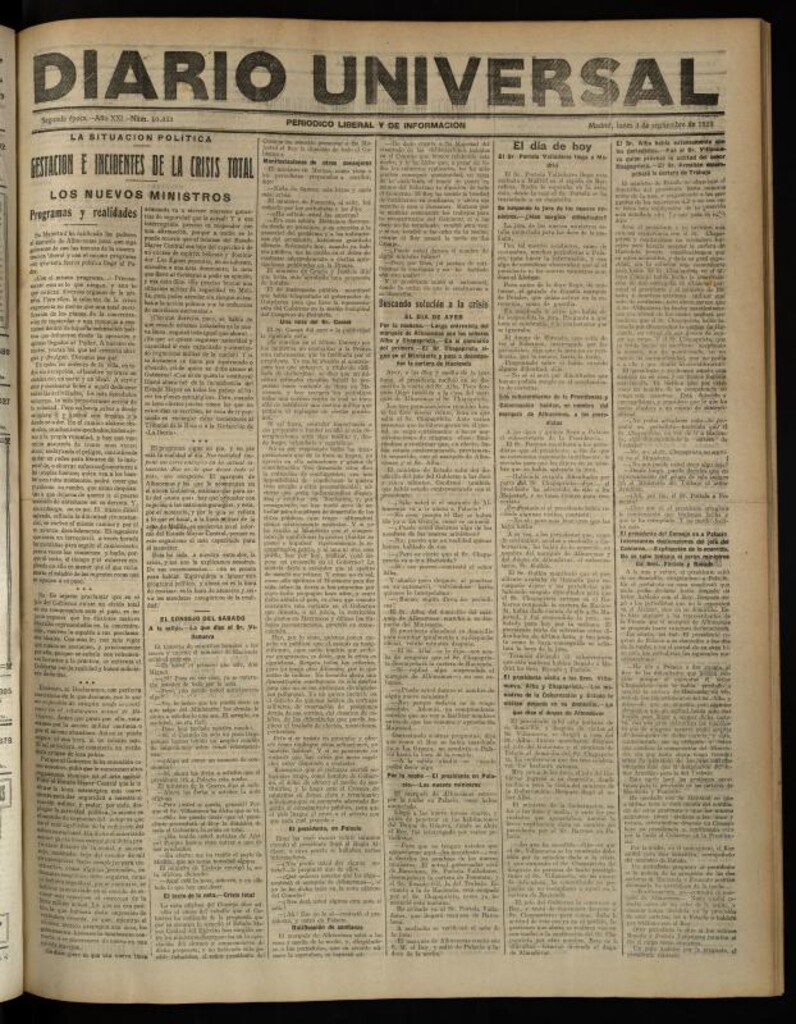 Miniatura de Diario Universal del 3 de septiembre de 1923