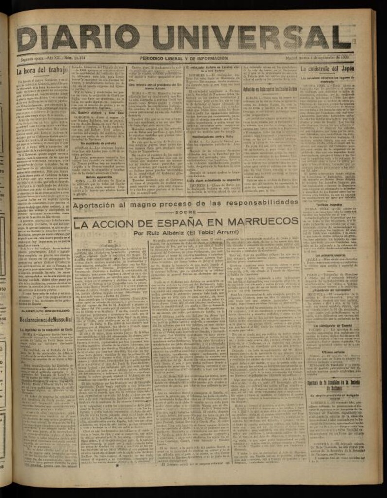 Miniatura de Diario Universal del 4 de septiembre de 1923