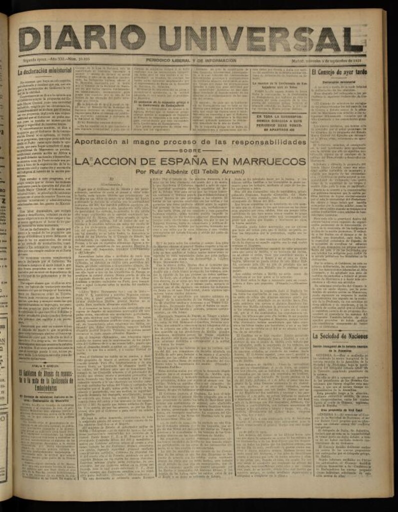 Miniatura de Diario Universal del 5 de septiembre de 1923