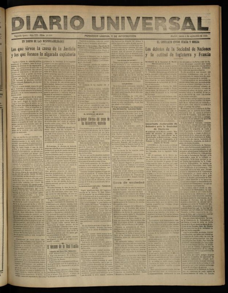 Miniatura de Diario Universal del 6 de septiembre de 1923