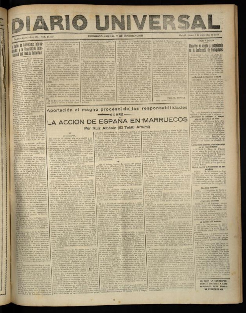 Miniatura de Diario Universal del 7 de septiembre de 1923