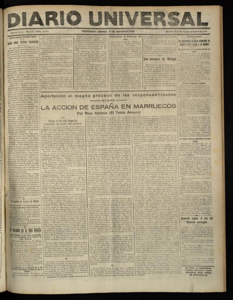 Miniatura de Diario Universal del 12 de septiembre de 1923