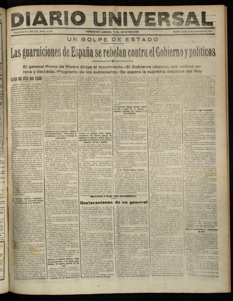 Miniatura de Diario Universal del 13 de septiembre de 1923