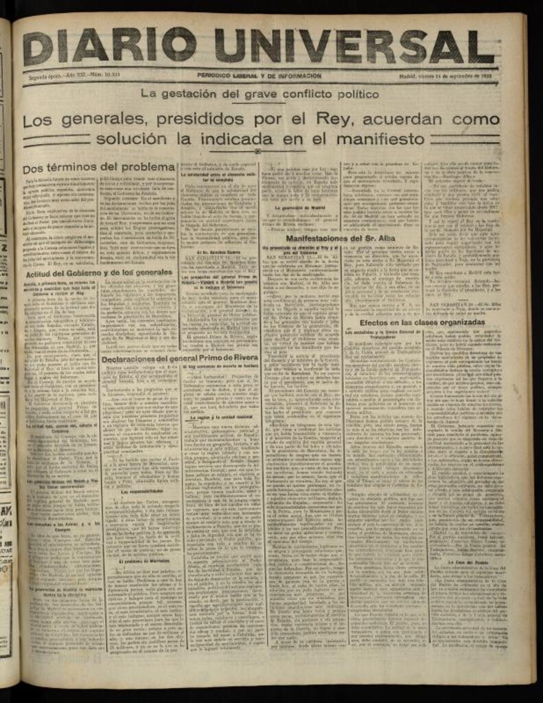Miniatura de Diario Universal del 14 de septiembre de 1923