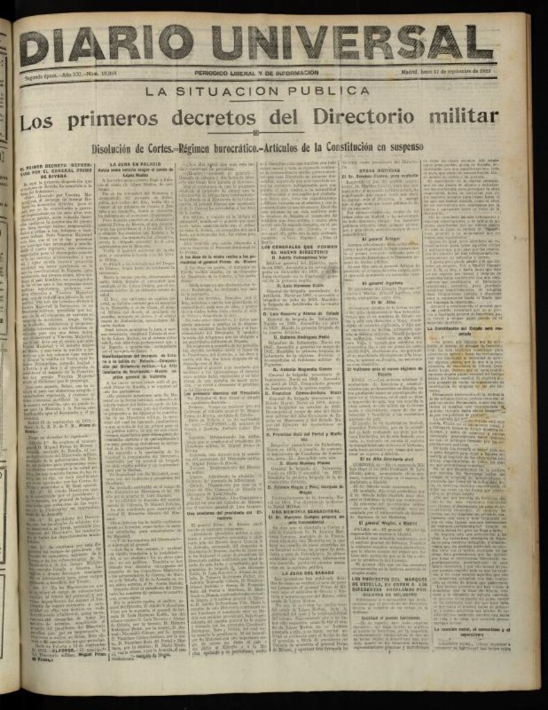 Miniatura de Diario Universal del 17 de septiembre de 1923