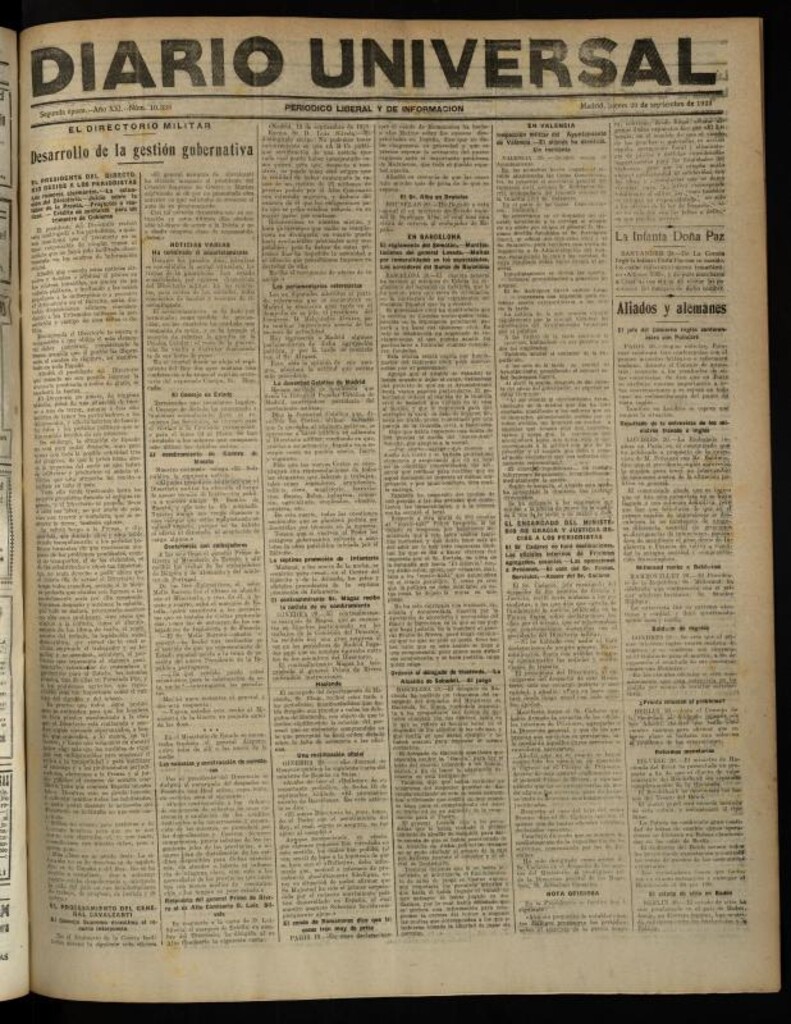 Miniatura de Diario Universal del 20 de septiembre de 1923
