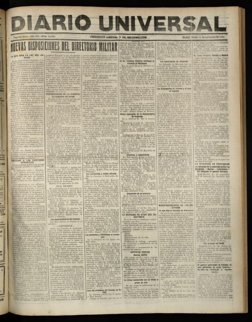 Miniatura de Diario Universal del 22 de septiembre de 1923