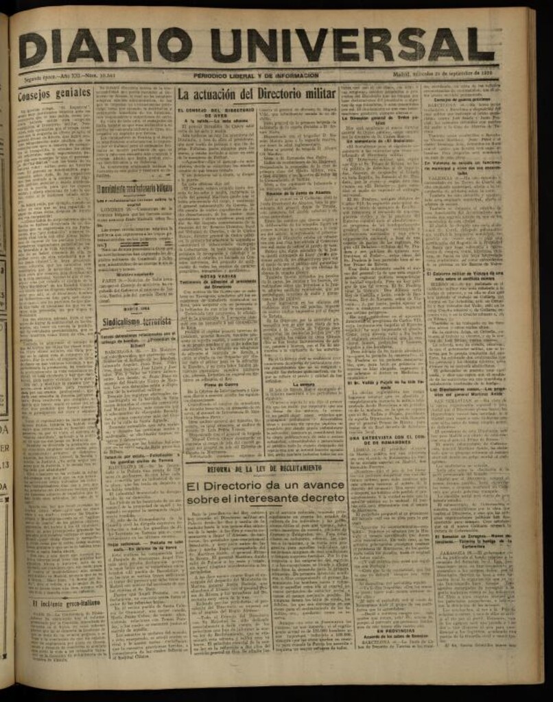 Miniatura de Diario Universal del 26 de septiembre de 1923