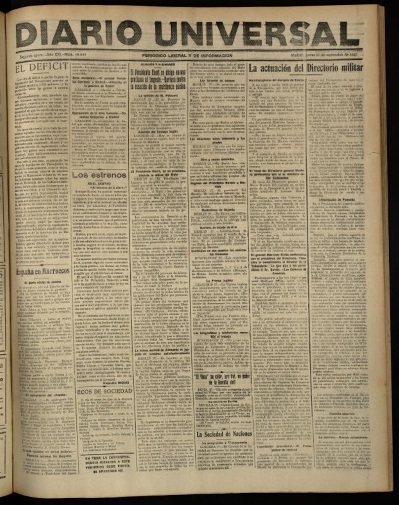 Miniatura de Diario Universal del 27 de septiembre de 1923