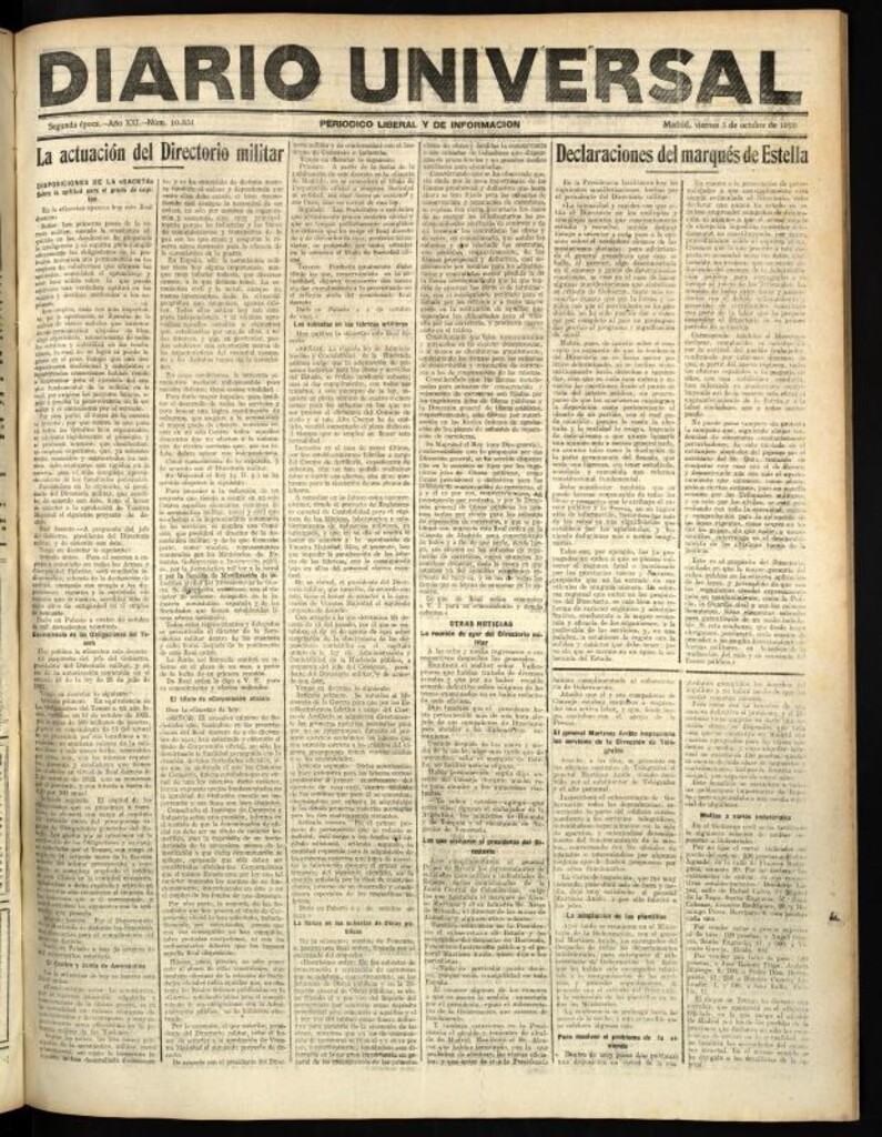 Miniatura de Diario Universal del 5 de octubre de 1923