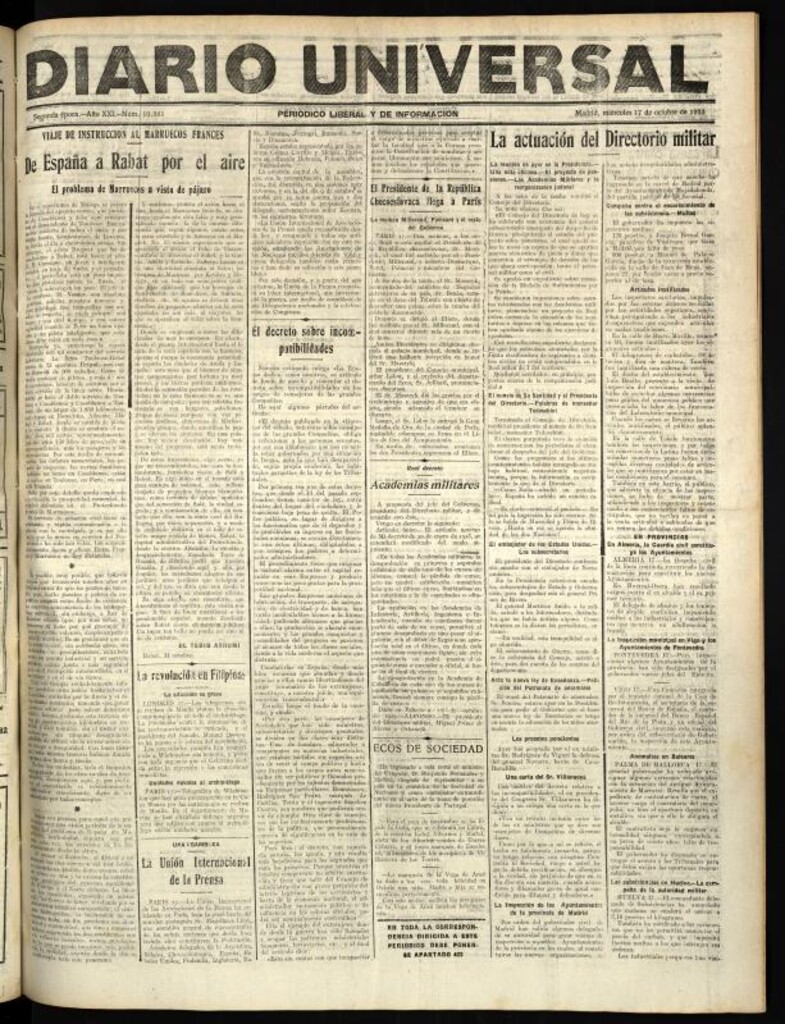 Miniatura de Diario Universal del 17 de octubre de 1923