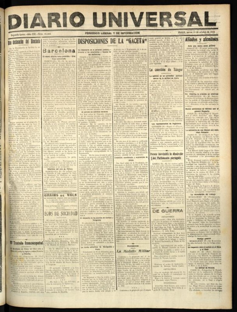 Miniatura de Diario Universal del 18 de octubre de 1923