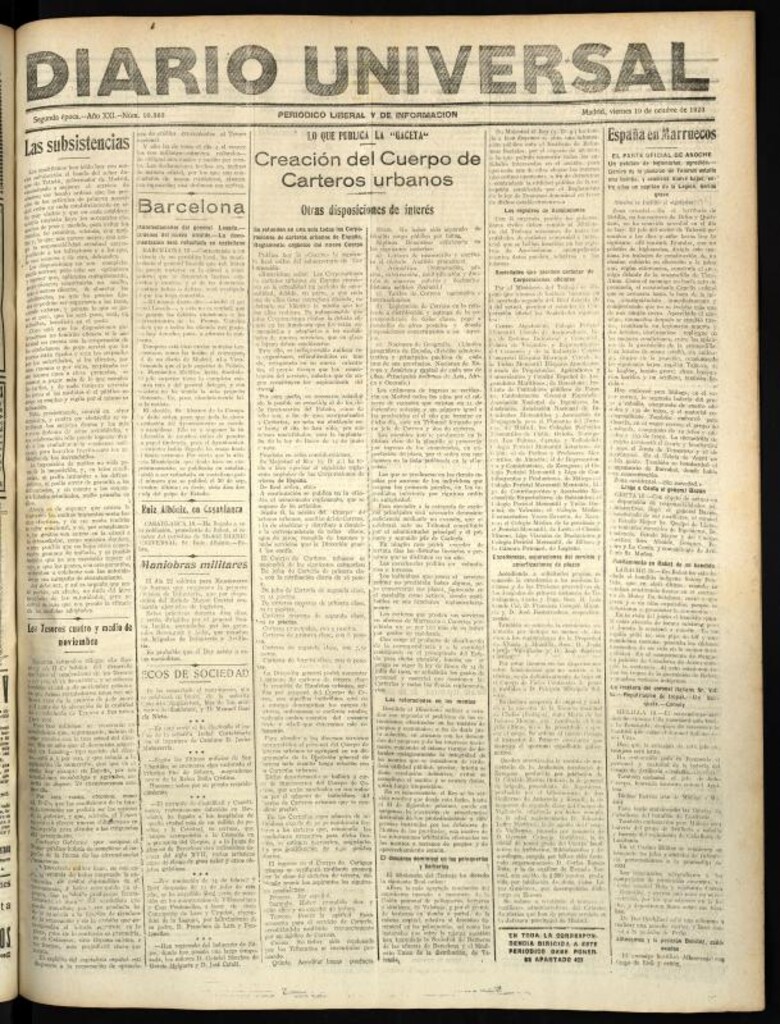 Miniatura de Diario Universal del 19 de octubre de 1923