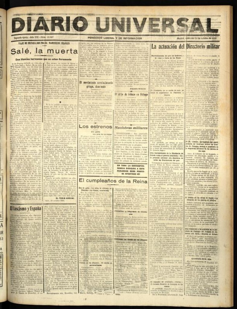 Miniatura de Diario Universal del 24 de octubre de 1923