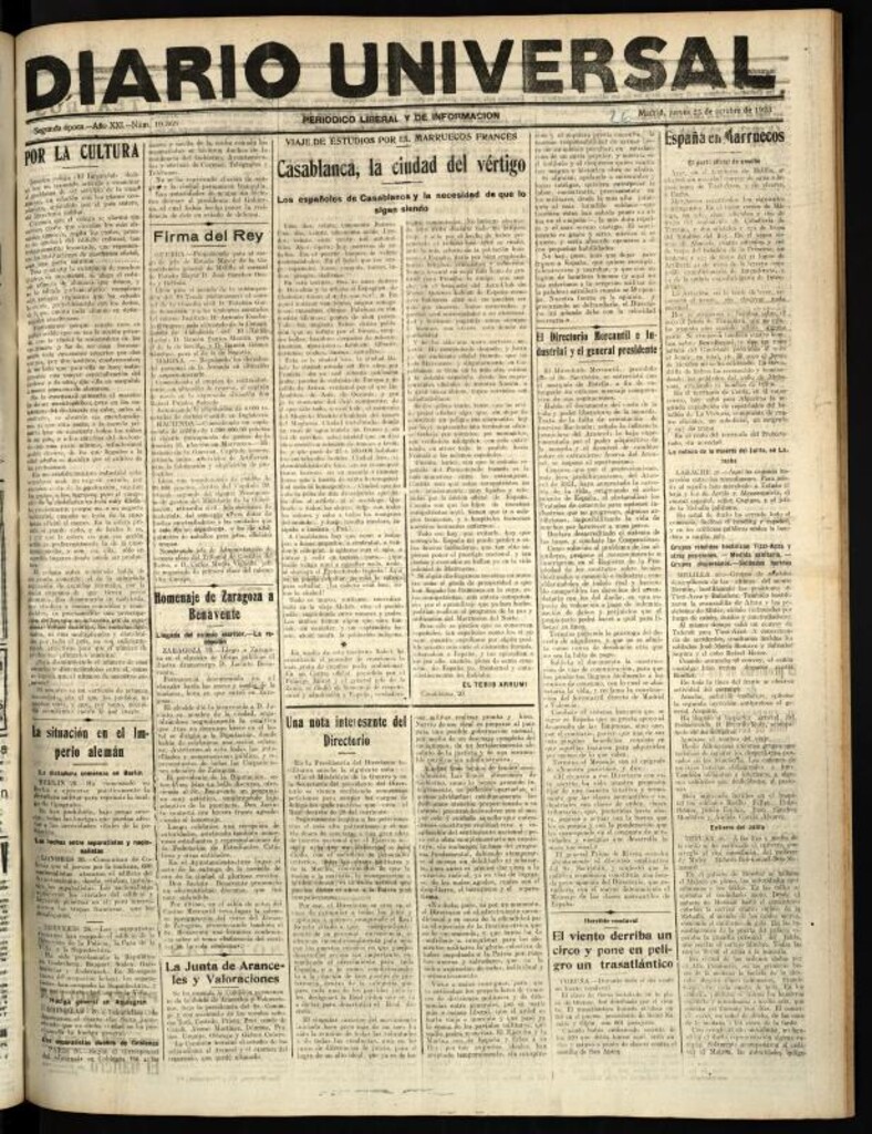 Miniatura de Diario Universal del 26 de octubre de 1923