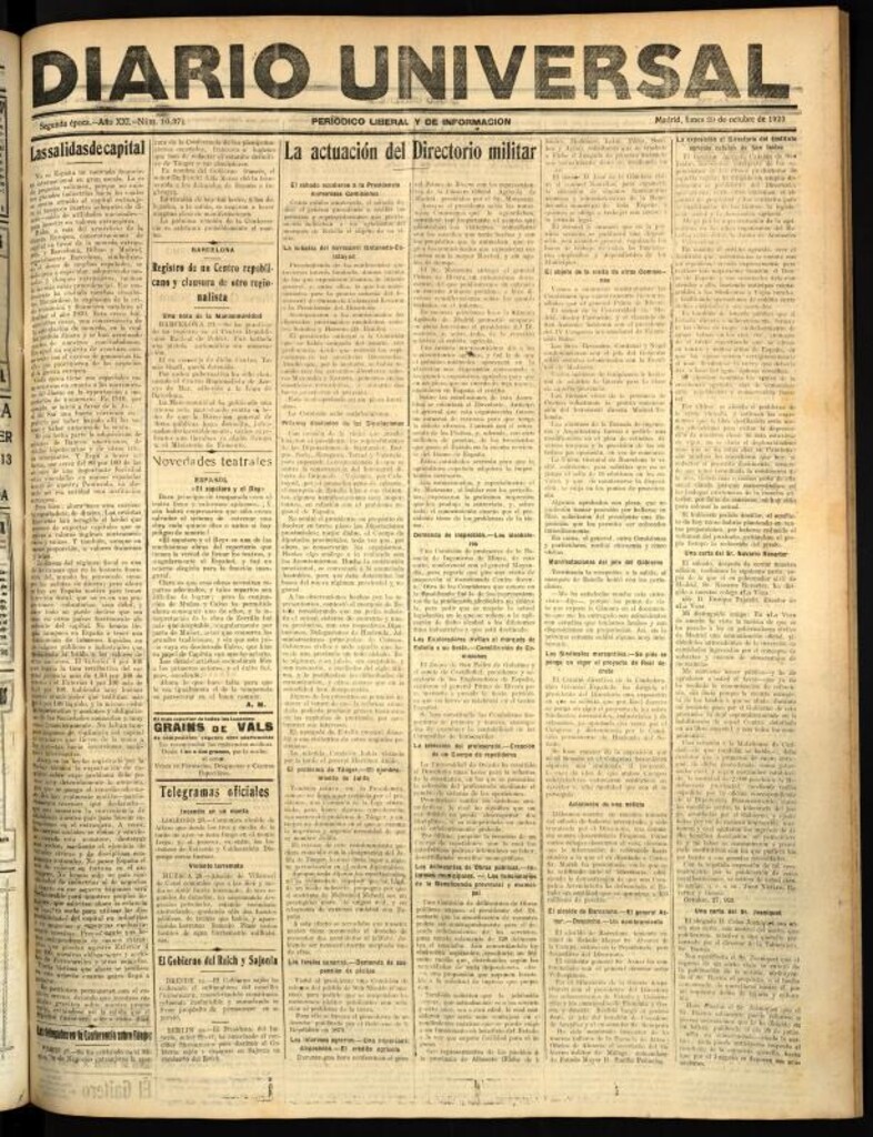Miniatura de Diario Universal del 29 de octubre de 1923