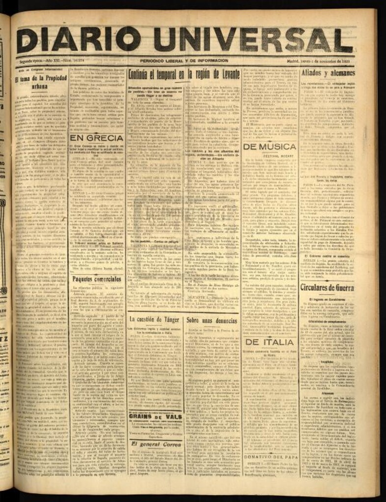 Miniatura de Diario Universal del 1 de noviembre de 1923