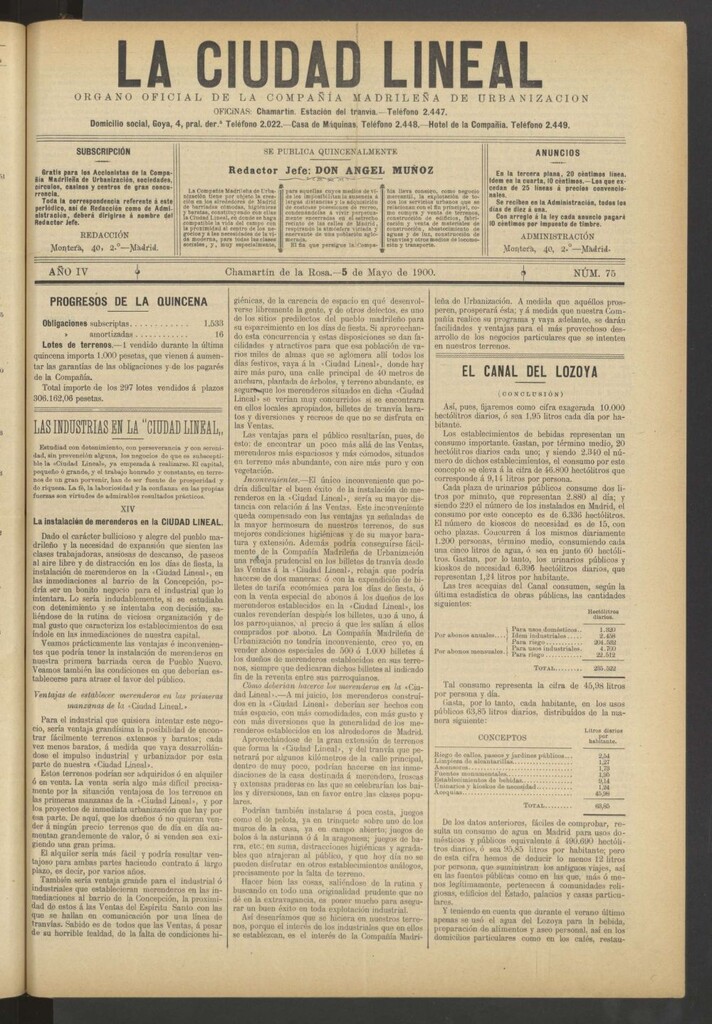 Miniatura de La Ciudad Lineal : órgano oficial de la Compañía Madrileña de Urbanización del 5 de mayo de 1900