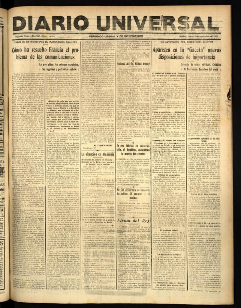 Miniatura de Diario Universal del 8 de noviembre de 1923