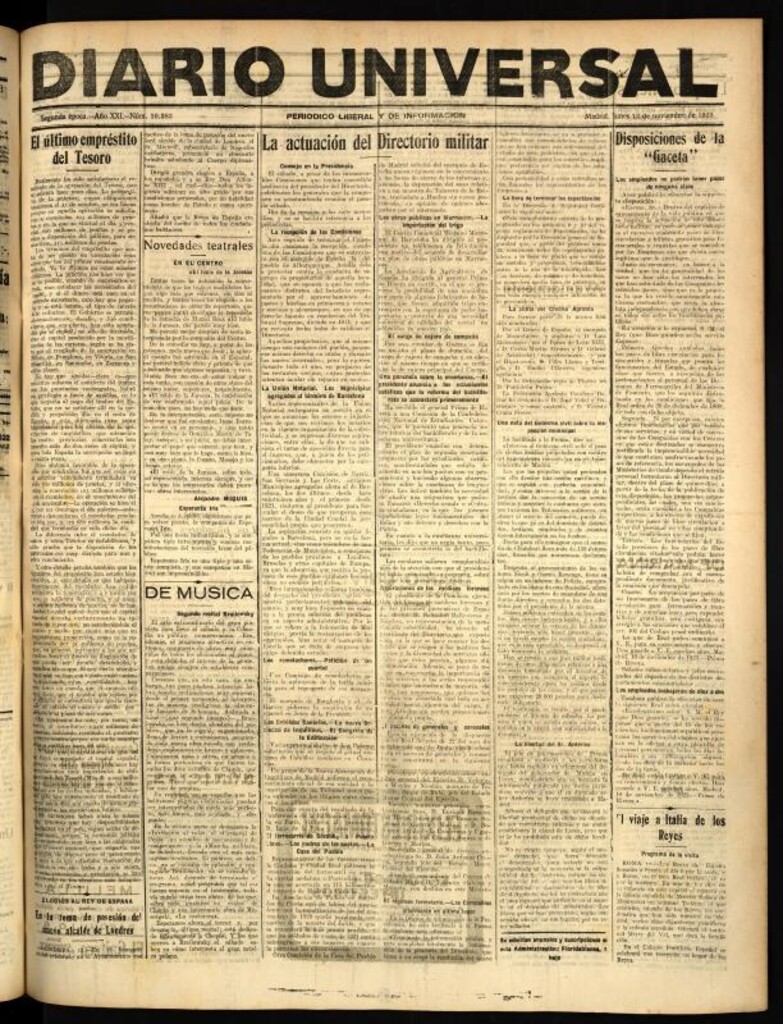 Miniatura de Diario Universal del 12 de noviembre de 1923